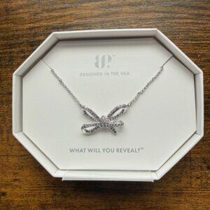 Rhodium bow necklace